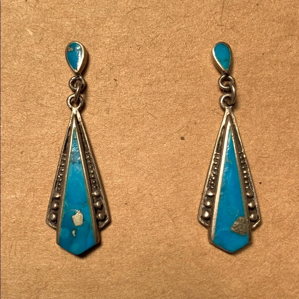 Silver/turquoise Art Deco chandelier/dangling - Picture 8 of 9